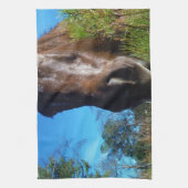 ブラウン&クリームカラーホースブルースカイ キッチンタオル (縦)