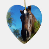 ブラウン&クリームカラーホースブルースカイ セラミックオーナメント (右)