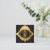 ブラウン&クリームスクラップブックスタイル スクエア名刺 (スタンド正面)