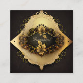 ブラウン&クリームスクラップブックスタイル スクエア名刺 (正面)