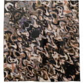 ブラウン、クリーム、およびブラック抽象芸術爬虫類パターン シャワーカーテン (正面)