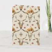 ブラウン クリーム トライバル ネイティブ フェザーズ バースデー カード (裏面)