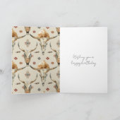 ブラウン クリーム トライバル ネイティブ フェザー 誕生日 カード (内部)