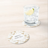 ブラウン クリーム ボヘミア ハーツ ブライダル シャワー ラウンドペーパーコースター (インサイチュ)