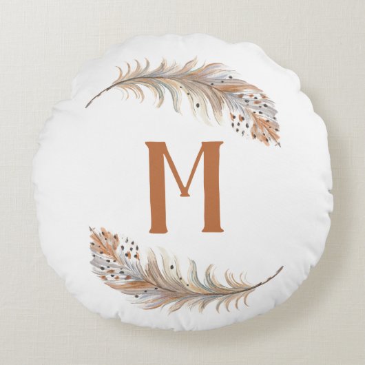 ブラウン&クリーム ラウンドクッション (正面)