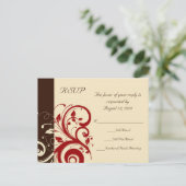 ブラウン/クリーム/レッド リバース スワール インビテーションポストカード (スタンド正面)
