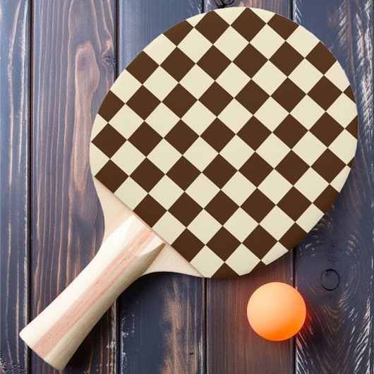 ブラウン&クリー市松模様にム 卓球ラケット