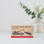 ブラウン·ク素朴ラフト·カー·牽引サービス·トウ·トラック 名刺 (スタンド正面)