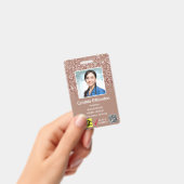 ブラウン グリッター 医療用写真 ID QR バーコード バッジ (手持ち)