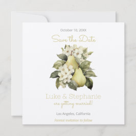 ブラウン＆グリーンのパースクエアード セーブ・ザ・デート カード