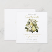 ブラウン&グリーンのペアスクエアードSave the Dateカード セーブザデート (正面/裏面)