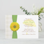 ブラウン&グリーン水玉模様ベビーシャワー招待状 招待状 (スタンド正面)