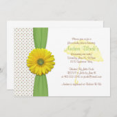 ブラウン&グリーン水玉模様ベビーシャワー招待状 招待状 (正面/裏面)