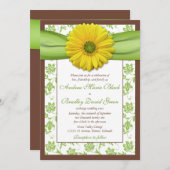ブラウン、グリーン、イエローダマスクウェディング招待状 招待状 (正面/裏面)