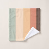 ブラウン、グリーン、イエロー、オレンジストライプ色 バスタオルセット (ウォッシュタオル)