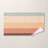 ブラウン、グリーン、イエロー、オレンジストライプ色 バスタオルセット (ハンドタオル)