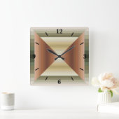 ブラウン、グリーン、タンのパタストライプのーンの色 スクエア壁時計 (ホーム)