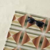 ブラウン、グリーン、タンのパタストライプのーンの色 ビーチタオル (インサイチュ)