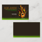ブラウン・グリーン・フラミング・ギター・ビジネス・カード 名刺 (正面/裏面)