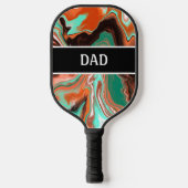 ブラウン、グリーン、ブラック大理石の注絵画ぐ効果 ピックルボールラケット (正面)