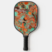 ブラウン、グリーン、ブラック大理石の注絵画ぐ効果 ピックルボールラケット (裏面)