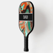 ブラウン、グリーン、ブラック大理石の注絵画ぐ効果 ピックルボールラケット (左)