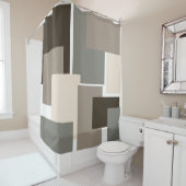 ブラウン、グレー、トープおよびアイボリー長方形 シャワーカーテン (インサイチュ)