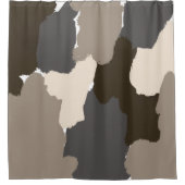 ブラウン、グレー、トープとアイボリー シャワーカーテン (正面)