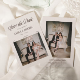 ブラウン・コート・ウェディングの結婚式事前告知写真 招待状