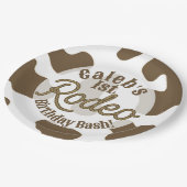 ブラウン コー プリント カントリー ウエスタン ロデオ パーティー ペーパープレート (アングル)