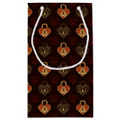 ブラウン&ゴールデンロックハートパターン（の模様が）ある抱き枕 スモールペーパーバッグ (裏面)