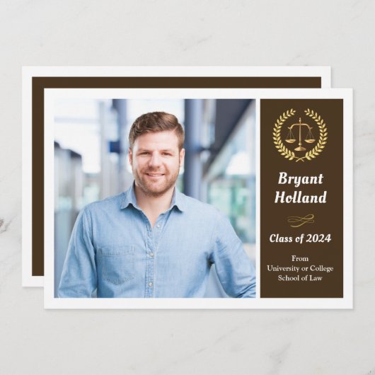 ブラウン＆ゴールド法科大学院の写真 卒業パーティー 招待状 (正面/裏面)