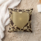 ブラウン＆ゴールド アニマル プリント ゴールデン プリズマティック ハート クッション (ブランケット)