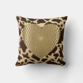 ブラウン＆ゴールド アニマル プリント ゴールデン プリズマティック ハート クッション (裏面)