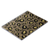 ブラウン ゴールド グリッター & ブラック レパード チーター プリント ノートブック (左側)