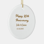 ブラウン ゴールド ハッピー 20周年記念 名前 日付 シンプル セラミックオーナメント (右)