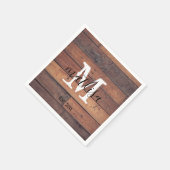 ブラウン スクリプト モノグラム ラスティック パターン 確立された スタンダードカクテルナプキン (角)