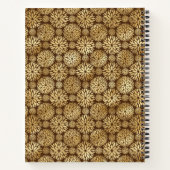 ブラウン&スタイリッシュ金ゴールドダリアスパターンカスタム ノートブック (裏面)