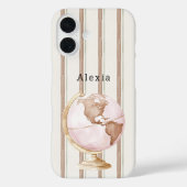 ブラウン ストライプ グローブ ワールド Case-Mate iPhoneケース (裏面)