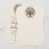 ブラウン スワール ツリー ルーツ オブ ラブ ウェディング 招待状 (正面/裏面)