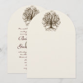 ブラウン スワール ツリー ルーツ オブ ラブ ウェディング 招待状 (正面/裏面)