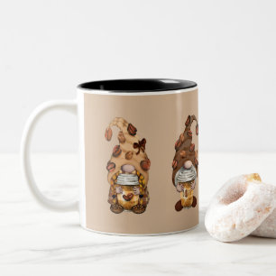ブラウン+タンの可愛いノームの森のコーヒーグッズ ツートーンマグカップ