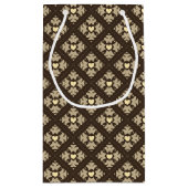 ブラウン&タンデコハートパターン（の模様が）ある抱き枕 スモールペーパーバッグ (裏面)