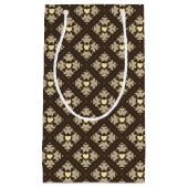 ブラウン&タンデコハートパターン（の模様が）ある抱き枕 スモールペーパーバッグ (正面)