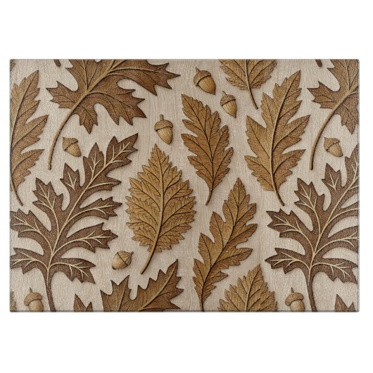 ブラウン&タン秋紅葉&どんぐり カッティングボード (正面)