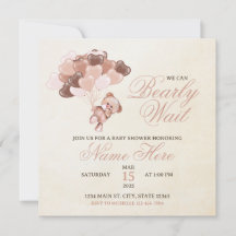 ブラウン タン ハート風船 テディベア ベビーシャワー