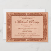 ブラウン、タン ヘンナ メンディ パーティー への招待 2 招待状 (裏面)