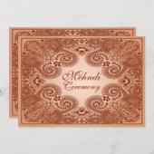 ブラウン、タン ヘンナ メンディ パーティー への招待 2 招待状 (正面/裏面)