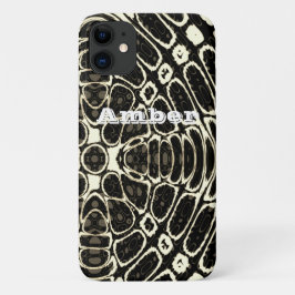 ブラウン+タン+爬虫類ウロコ模様のカスタマイズデザイン iPhone 11 ケース