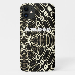 ブラウン+タン+爬虫類ウロコ模様のカスタマイズデザイン iPhone 11 ケース
